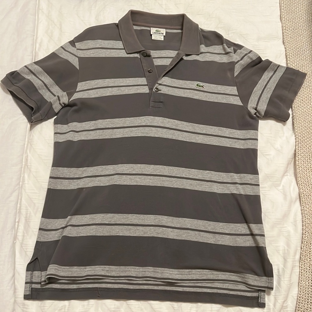 Men’s Lacoste Polo, grey striped